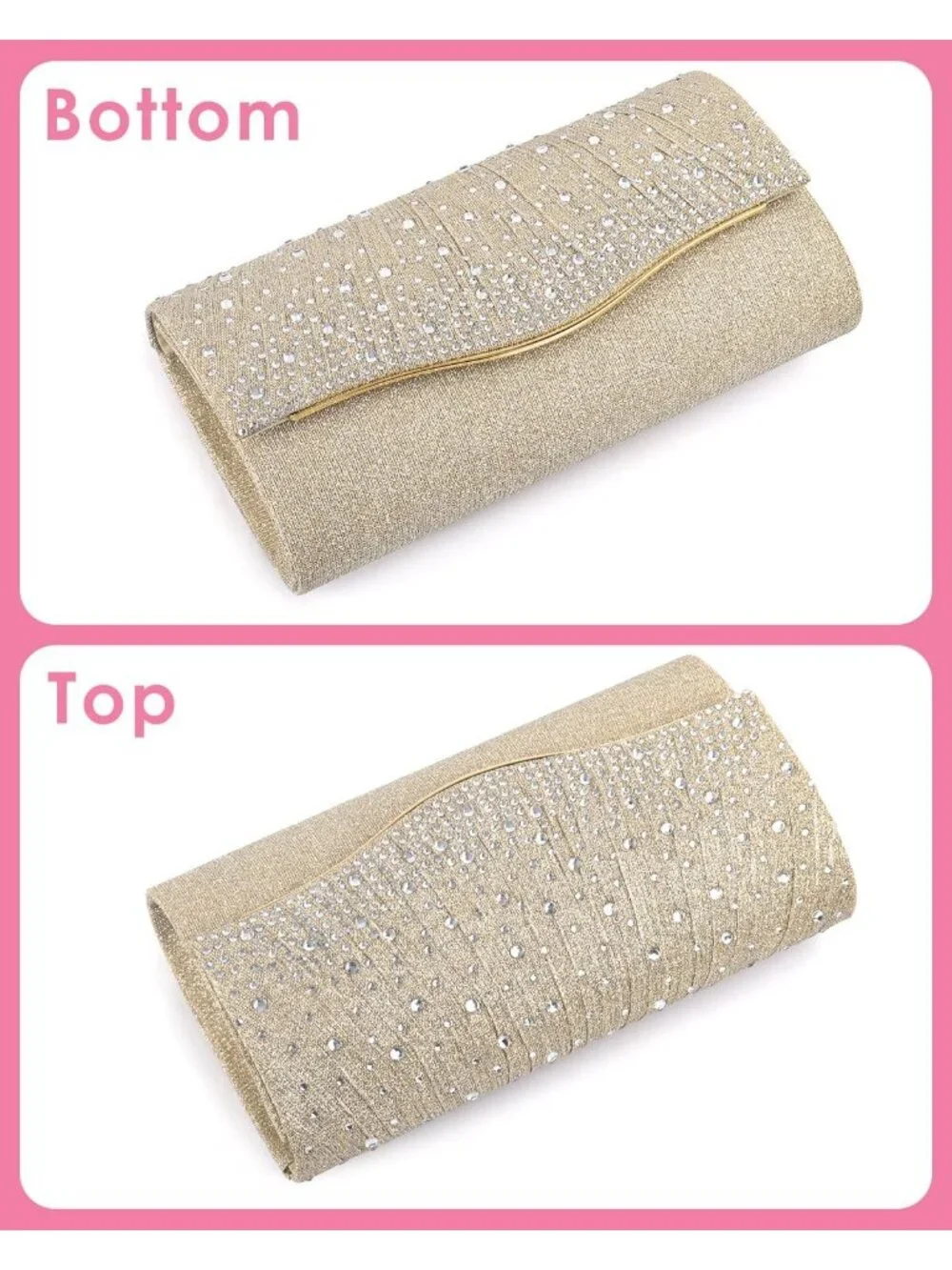 👜 Women's Champagne Suede Evening Shoulder Bags Envelope Party Cocktail Clutch